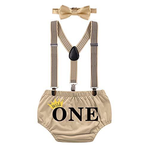 Wild One Outfit Boy 1st Birthday Cake Smash Photo Shoot Outfits Striped Arrows Printed Bloomers Suspenders Bowtie