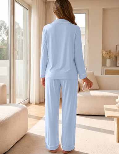 Image of ZMJ Womens Pajamas Sets 2 Piece Long Sleeve and Pant Pj Sets Button Up Sleepwear