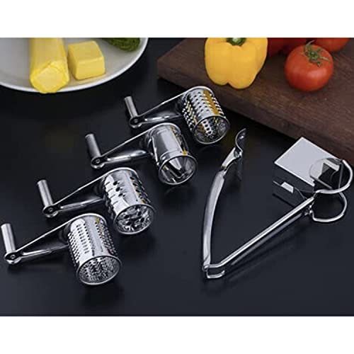 Cheese Grater Stainless Steel Vegetable Shredder Cutter Grinder 4 Drum Blades #TOP6