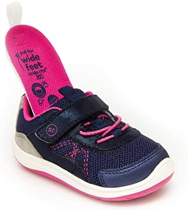 Stride Rite girls Carson Athletic Running Shoe, Navy/Pink, 3 infant | Image 6