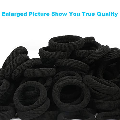 image for Qarwayoc Black Seamless Hair Ties – Cotton Hair Bands – Tiny Elast