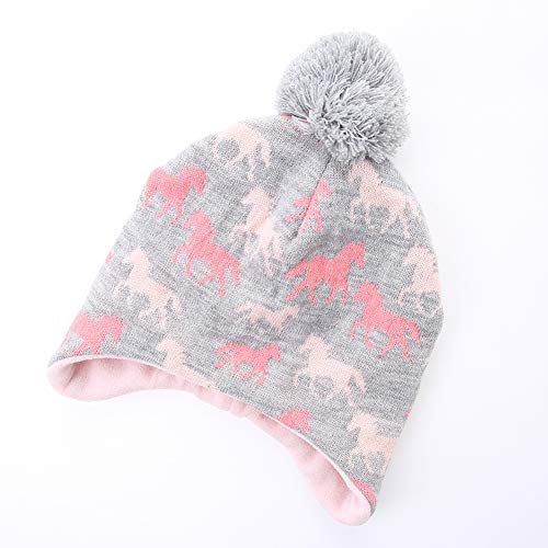Girls Knitted Earflaps Hat Children Thicken Fleece Lining Cap Winter #TOP3