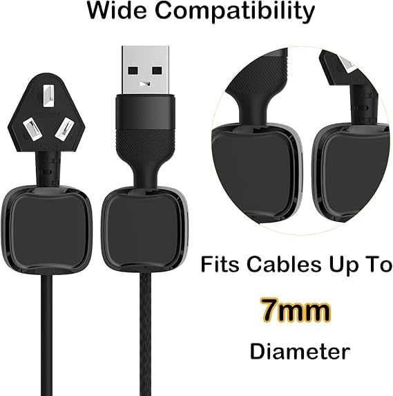 Fastiven Magnetic Cable Holder, Adhesive Cord Organizer Wire Holder Keeper USB Charger Holder for Home, Office, Keep Cables Neat and Tidy (6, Black) 2