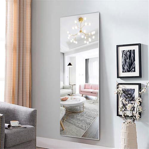 Image of VENETIAN IMAGE Full-Length Dressing Mirror, Floor or Wall Mounted, Metal Frame for Modern Interiors (Silver, 160 x 50 CM)