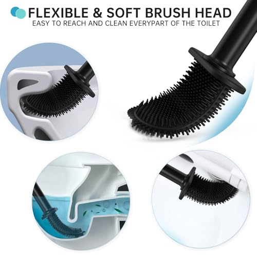 Image of rv Essentials, RV Toilet Brush, Toilet Brush Silicone Won't Damage Toilets, Wall Mounted Toilet Brush-Anti-Roll, Anti-Drip Design, Suitable for RV Travel Trailers and Campers, Made by RVers for RVers