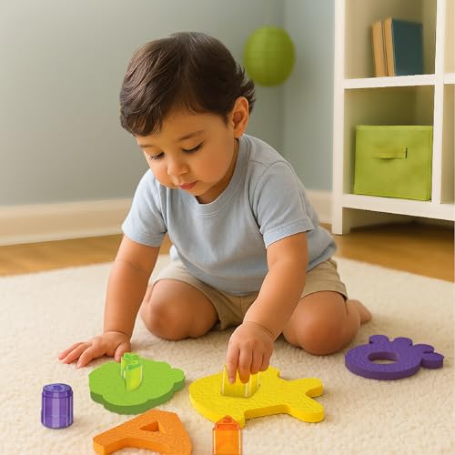 Image of Imagimake Floating Bath Buddies | Leaps & Bounds BathToy | Educational Toy for Toddlers, Infants | 3-in-1 Play & Learn - Water Play, Color Matching & Shape Puzzle | New Born Baby Gifts for 6+Months