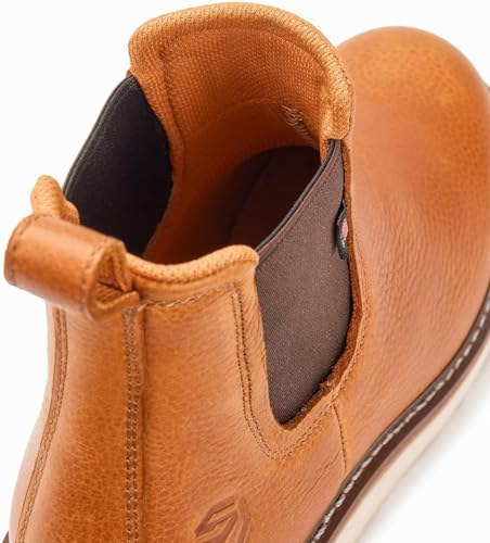 SUREWAY Men's Slip On Chlesea Work Boots for Men - Lightweight Full Grain Leather,Slip-resistant Wedge Sole3