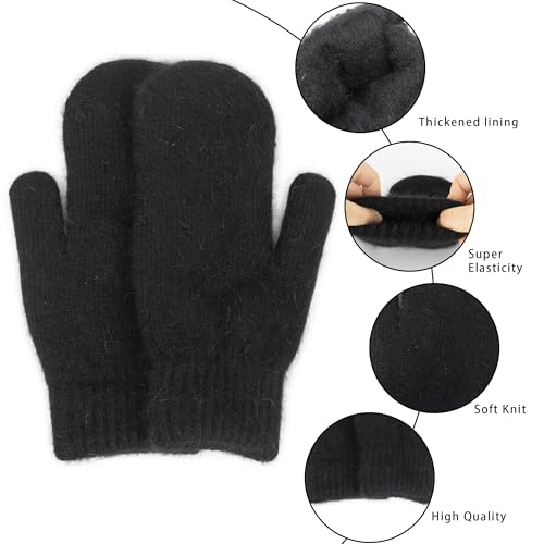 Winter Knitted Mittens Soft Warm Elastic Cold-Weather Thick Lining Gloves for Women and Men2