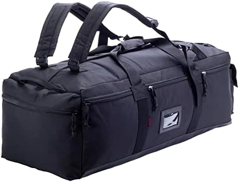 XMILPAX 90L Large Military Duffle Bag Tactical Gear Load Out Bag Deployment Cargo Bag Travel Sports Equipment Duffel Luggage Bag with Detachable Backpack Straps (Black)