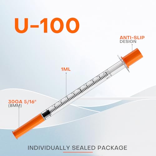 U-100 1mL/cc Syringes with 30G 5/16" (8mm) Individually Wrapped, Pack of 25 - Image 4