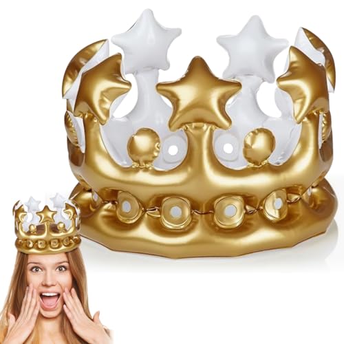 AYEUPZ Corona Inflable,Corona Inflable de Cumpleaños,accesorios para disfraces de carnaval,accesorios para disfraces de rey princesa,Halloween,accesorios para disfraces de carnaval (Grande)