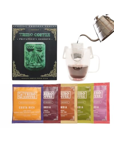 Tribo Coffee Single-Serve Portable Pour Over Drip Coffee - Privateer's Reserve Variety - 5 Servings (Light - Medium Roast)