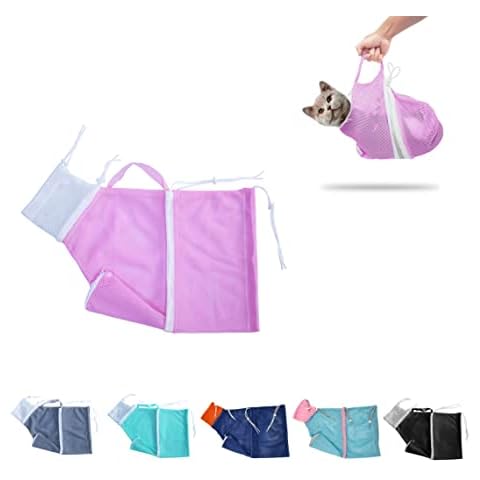Cat Bathing Bag, Grooming Net Bag Adjustable Breathable Anti-bite and Anti-Scratch Washing Mesh Bag for Shower, Nail Trimming, Injection Cover