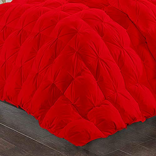 Down Alternative 1200 Series 5 Piece Red Pinch Pleated Bedding Comforter Set (Comforter + 4 Pillow Cases) 600 Gsm Egyptian Cotton Emperor King #TOP4