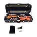 WUQIMUSC Double Violin Case Wooden Pro For Two 4/4 Full Size violins Nylon Oxford Exterior Silk Interior with Backstrap (Blue interior)