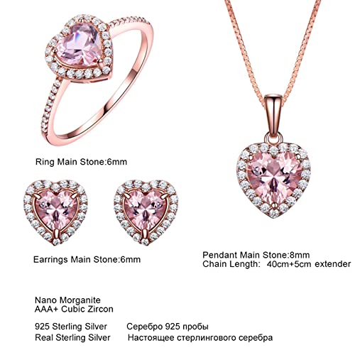 Ensemble de bijoux en argent pour femmes boucles d'oreilles cœur - 7