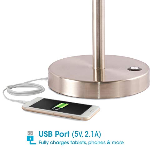 Ottlite Harmonize Led Desk Lamp - 2.1A Usb Charging Port, 3 Brightness Settings, Brushed Nickel #TOP2
