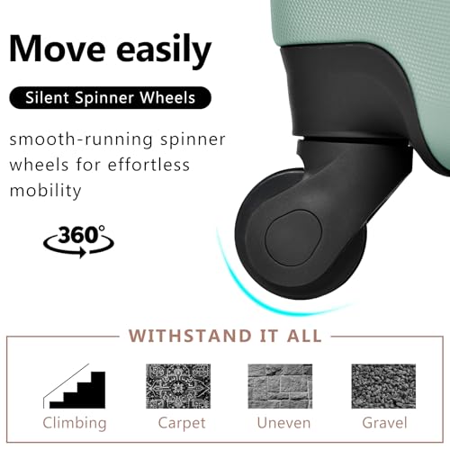 Hardshell Luggage Sets 3 Piece with Spinner Wheels, Expandable Travel Suitcase Sets with TSA Lock for Women Men, Lightweight, ABS Material, 20/24/28 Inch (Spring Green)4