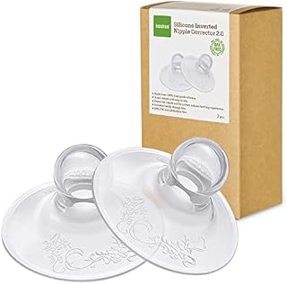 haakaa Nipple Corrector Silicone Nipple Suckers with Stronger Suction, Used for Shy, Flat or Inverted Nipples to Help Continue Breastfeeding, 2 pcs with Carry Case
