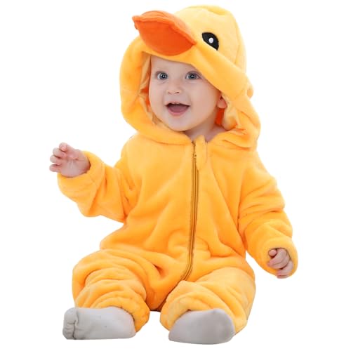 BETTERFUN Baby Animal Romper Kids Toddler Infant Hooded Jumpsuit Christmas Outfits Duck 2-3T