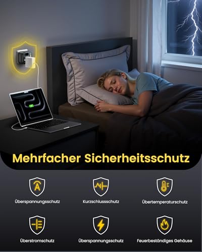 LENCENT Doppelstecker für Steckdose mit Überspannungsschutz 13.500A 2Fach Steckdosenadapter Steckdosenleiste Mehrfachstecker für Steckdose (3600W 16A)