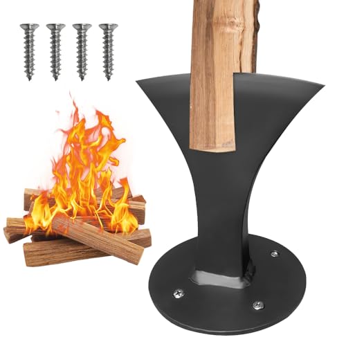 Cortador de Leña Manual, Afenau Cuña Divisora de Madera Manual con 4 Tornillos, Divisor de Madera Manual, Divisor de Madera para Leña para Pequeñas Estufas de Leña, Chimeneas y Hogares --Negro