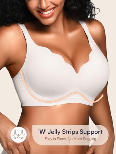 Image of Seamless Jelly Bras for Women No Underwire with Support - Wireless Bralettes Everyday Full Coverage Comfort Tshirt Bra