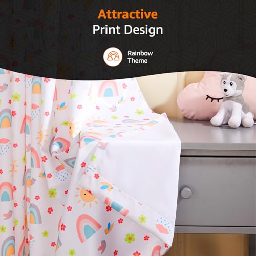 Image of Amazon Basics - Kids Room Darkening Digital Printed Door Curtains, 80-85% Room Darkening | 7 Feet |Set of 2| Digital Print | Kids Curtain |for Living Room and Bedroom | 115cmx 210cm, Design-Rainbow