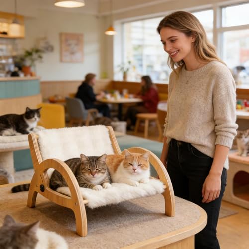 Sofá rascador para gatos con respaldo ajustable cesta mascotas enriquecimiento interior 4