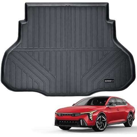 Auxko All Weather Cargo Liner Fit for Kia K4 Sedan 2025 TPE Mat Accessories for Kia K4 Sedan 2025 All Season Guard Odorless Anti-Slip Cargo Mat Black Cover