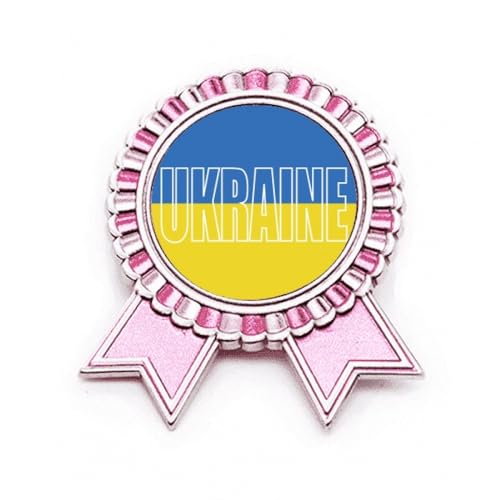 Broche drapeau ukrainien rose en métal M idéale sur un manteau en automne