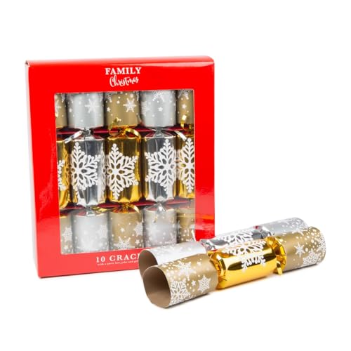 Classic Christmas Family Party | Luxury Cracker | 10 x 12 (GOLD AND SILVER SNOWFLAKE)