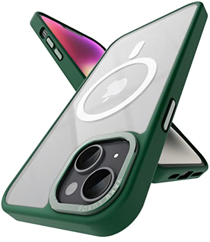 Image of Vaku Luxos Trans Armor MagPro for iPhone 14 Plus Cover Case, 6 Feet Drop, Metal Ring Camera Protection, Shockproof, Scratch Resistant, Slim, Compatible with MagSafe Back Cover - Green
