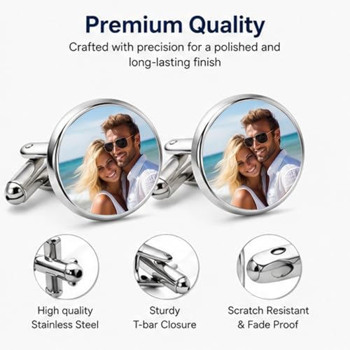 Mancuernillas Personalizadas para Hombre, Regalo de Boda miniatura 6