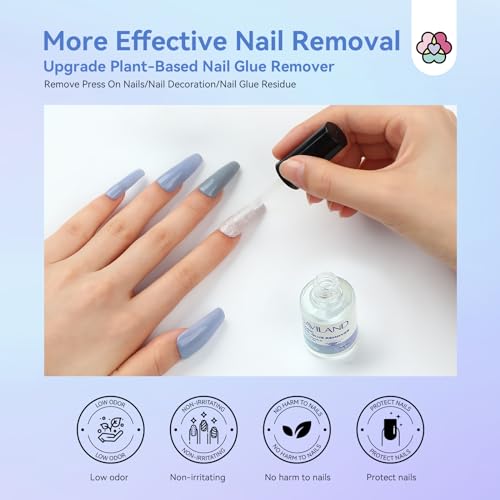 Saviland Nagelkleberentferner-Set: Rizinusöl,Vitamin E,Nagelkleberentferner für Kleber auf den Nägeln,Nagelhautschieber,zum Aufdrücken der Nägel,künstliche Nägel,Nagelgabel,Aufdrücken von NägelnV