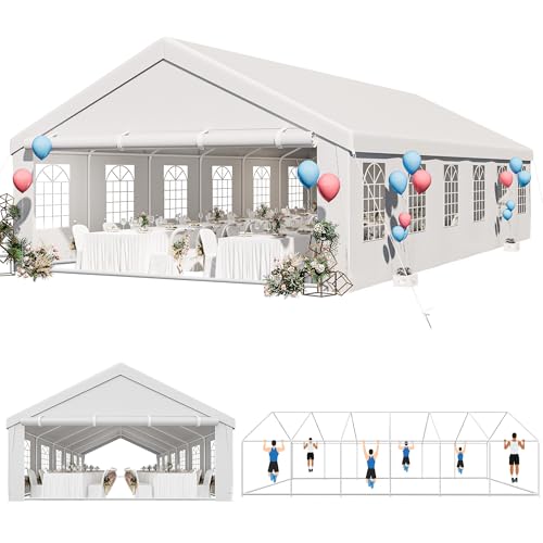 YITAHOME 20x40ft Heavy Duty Party Tent White Outdoor Wedding Event Shelters Heavy Duty Upgraded Galvanized Canopy with White Roof, Removable Sidewalls & 3 Storage Bags