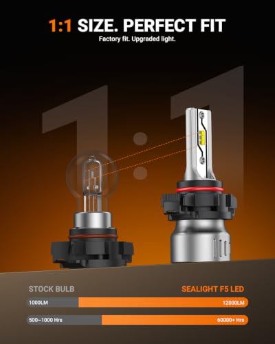 Image of SEALIGHT 5202LED Fog Light Bulbs, 12000LM 6500K White-2 Pack, for Chevy