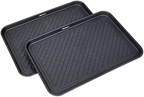 Great Working Tools Boot Trays Set of 2 Heavy Duty Shoe Trays All Season Pet Feeding Trays Snow Mat for Muddy Shoes Wet Boots - Black, 23.75" x 15.5" x 1.25"