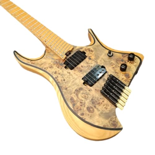Headless Electric Guitar, 6-String Fanned Fret Guitar,Roasted Maple Neck 24 Fret Professional Guitar