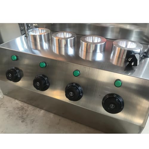 Máquina para Hacer Conos de gofre, máquina eléctrica para Hacer Helados con 4 Placas calefactoras antiadherentes, Alarma automática, Control de Temperatura Independiente, Alta prod,