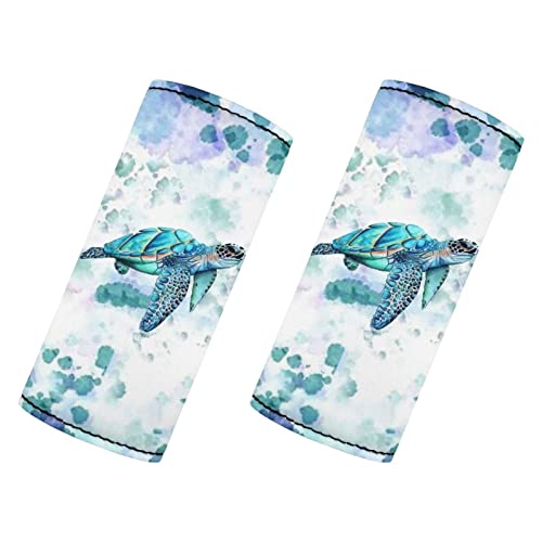 DISNIMO Juego de 2 etiquetas de equipaje de tortuga marina, identificador de equipaje, etiquetas de identificación de equipaje personalizadas, funda de protección para manija de puerta, para mujeres y