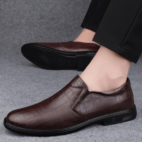 Mens Dress Oxford Office Classic Slip-on Breathable Classic Business Party Wedding Non Slip Rubber Sole Slip Resistant Anti-Slip Casual Spanish Leather2