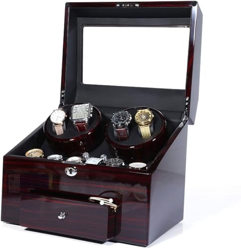 FENOKD Watches and Jewelry Automatic Watch Winder Box, Luxury Wooden for 4 + 9 Wrist Watches Storage Case