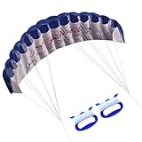 Lenkdrachen 55-Zoll-Dual-Line-Parafoil-Drachen mit Fluggriff und 4 6-Fuß-Schnur riesiger Fallschirm zum Fallschirmspringen