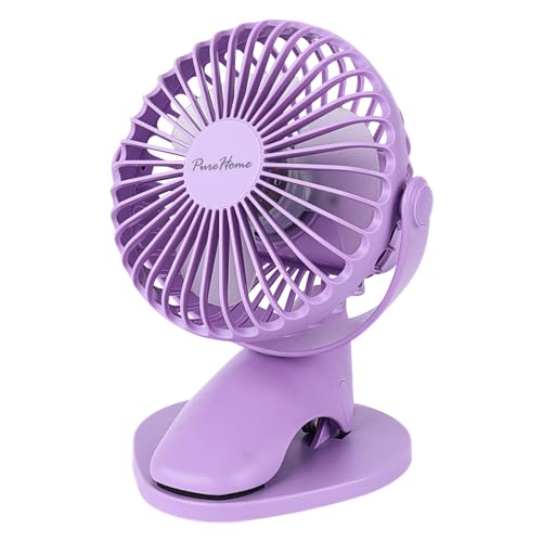 Image of Portable Clip Fan Battery Operated,3 Speeds USB Rechargeable Mini Table Fan with Strong Airflow,360°Rotation Ultra Quiet Personal Desk Fan for Home Office Bedroom Dorm Stroller Camping(Purple)