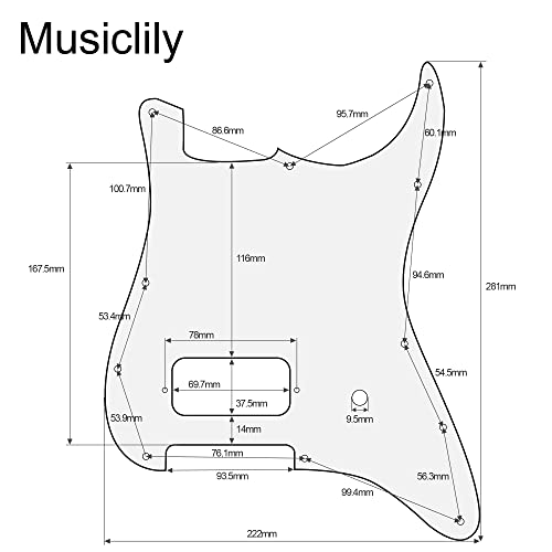 Musiclily Pro 11 Holes ST Strat Uncovered One Humbucker Guitar Pickguard Scratch Plate for American/Mexican Fender Tom Delonge Stratocaster Electric Guitar - Image 2