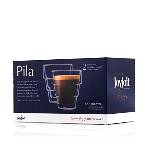 Tasses à expresso double paroi JoyJolt Pila 85ml en verre isolant