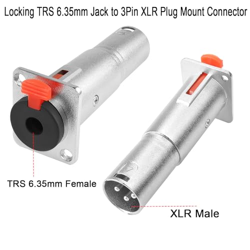 QIANRENON 6.35mm Female to XLR Male Panel Mount Adapter, Locking TRS 6.35mm Jack to 3Pin XLR Plug, Audio Connector, Adapter - Image 2