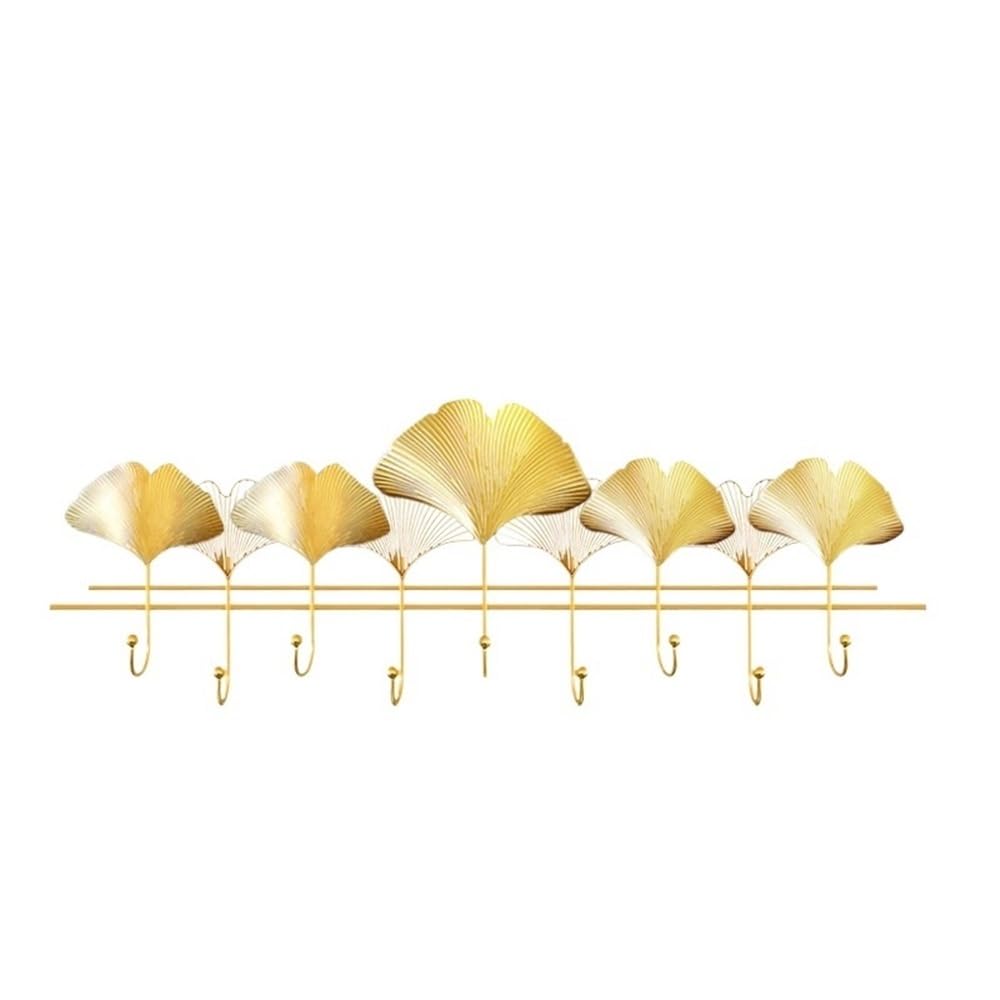 YQINQIN83B Coat Hangers Creative Wall-Mounted Coat Rack Metal Entryway Clothes Hooks No-Hole Hangers for Bedroom(Gold,Large)