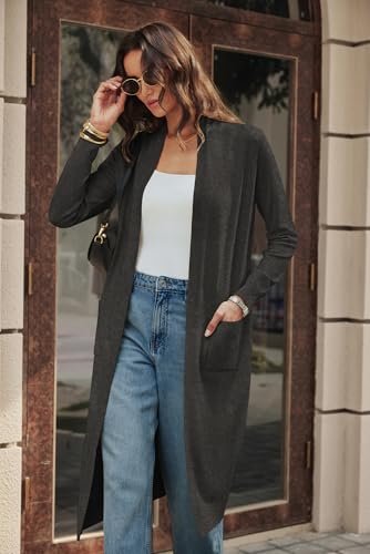 Image of GRACE KARIN Essential Solid Open Front Maxi Long Knitted Cardigan Sweater for Women